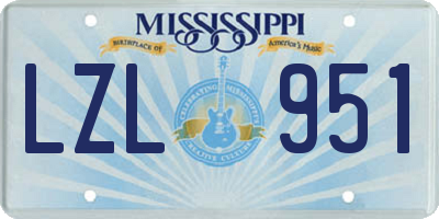 MS license plate LZL951