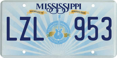 MS license plate LZL953