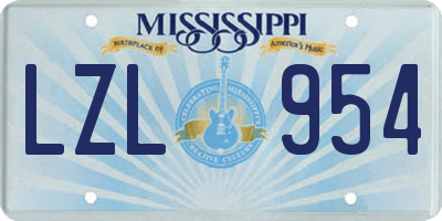 MS license plate LZL954