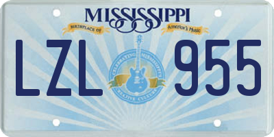 MS license plate LZL955