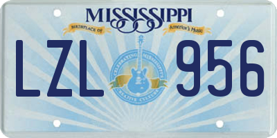MS license plate LZL956