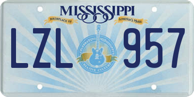 MS license plate LZL957