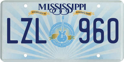 MS license plate LZL960