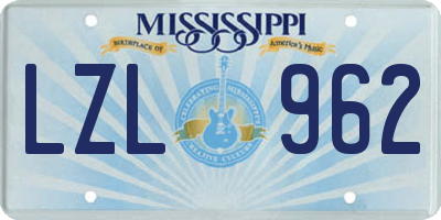 MS license plate LZL962