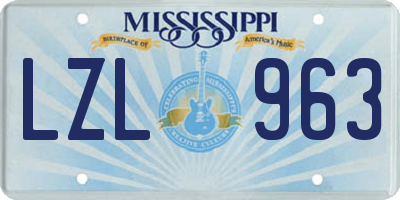 MS license plate LZL963