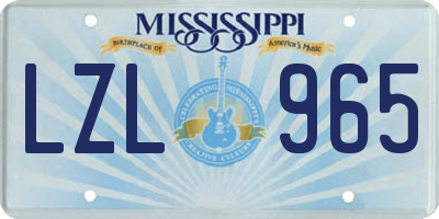 MS license plate LZL965