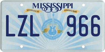 MS license plate LZL966
