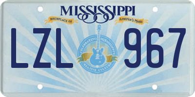 MS license plate LZL967