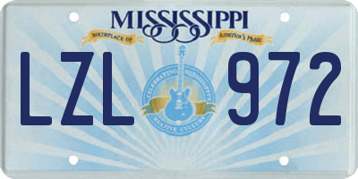 MS license plate LZL972