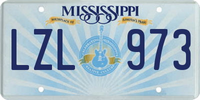 MS license plate LZL973