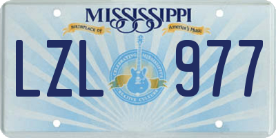 MS license plate LZL977