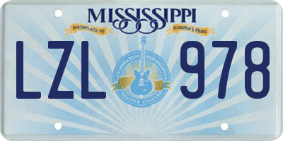 MS license plate LZL978