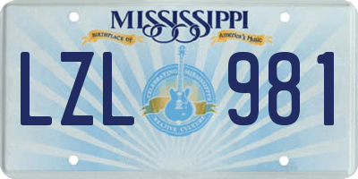MS license plate LZL981