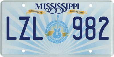 MS license plate LZL982