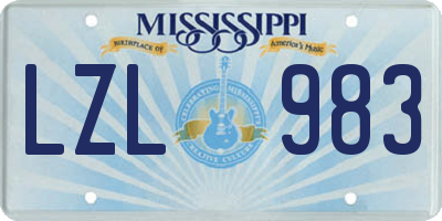 MS license plate LZL983