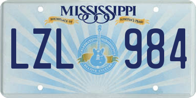 MS license plate LZL984