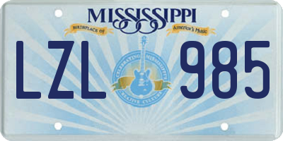 MS license plate LZL985