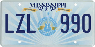 MS license plate LZL990