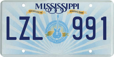 MS license plate LZL991