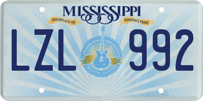 MS license plate LZL992