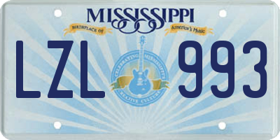 MS license plate LZL993