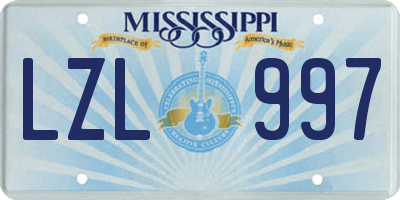 MS license plate LZL997