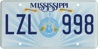 MS license plate LZL998
