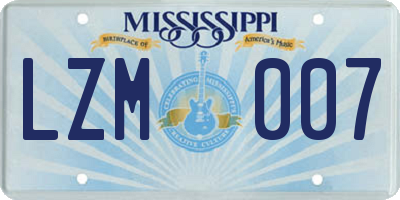 MS license plate LZM007