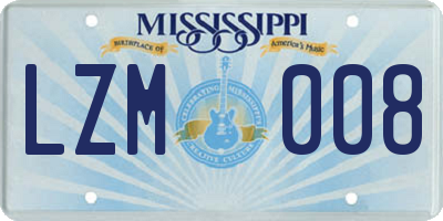 MS license plate LZM008