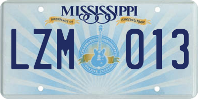 MS license plate LZM013
