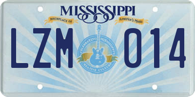 MS license plate LZM014