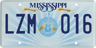 MS license plate LZM016