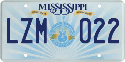 MS license plate LZM022