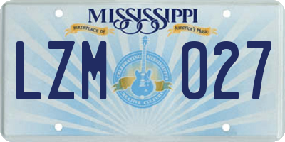 MS license plate LZM027