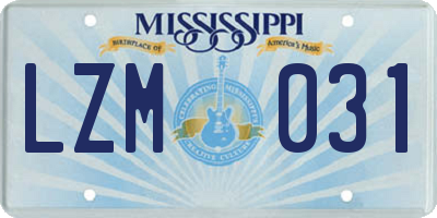 MS license plate LZM031