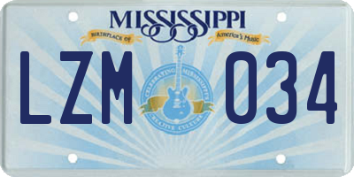 MS license plate LZM034