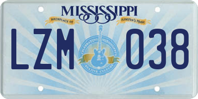 MS license plate LZM038