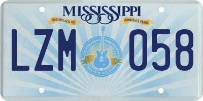 MS license plate LZM058