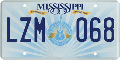 MS license plate LZM068