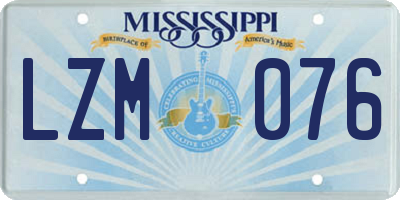 MS license plate LZM076