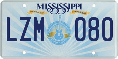 MS license plate LZM080