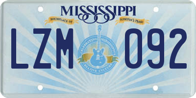 MS license plate LZM092