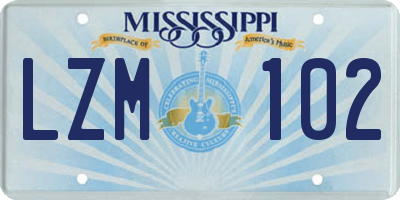 MS license plate LZM102