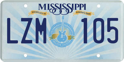 MS license plate LZM105