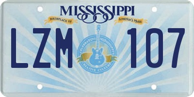 MS license plate LZM107