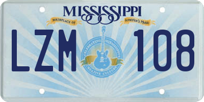 MS license plate LZM108
