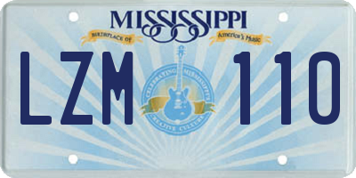 MS license plate LZM110