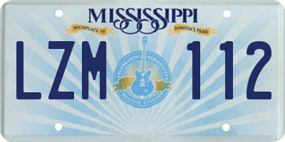 MS license plate LZM112