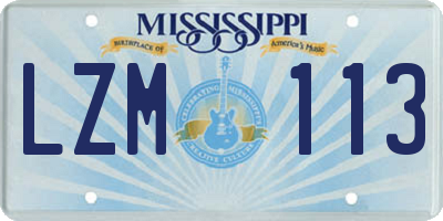 MS license plate LZM113