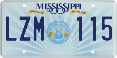 MS license plate LZM115